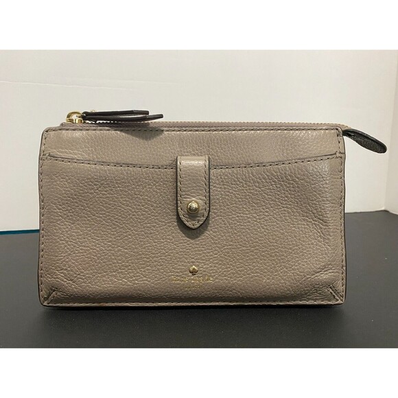 Kate Spade Jackson Crossbody Bag Slate Gray Pebbled Leather Wallet Clutch - Picture 3 of 12